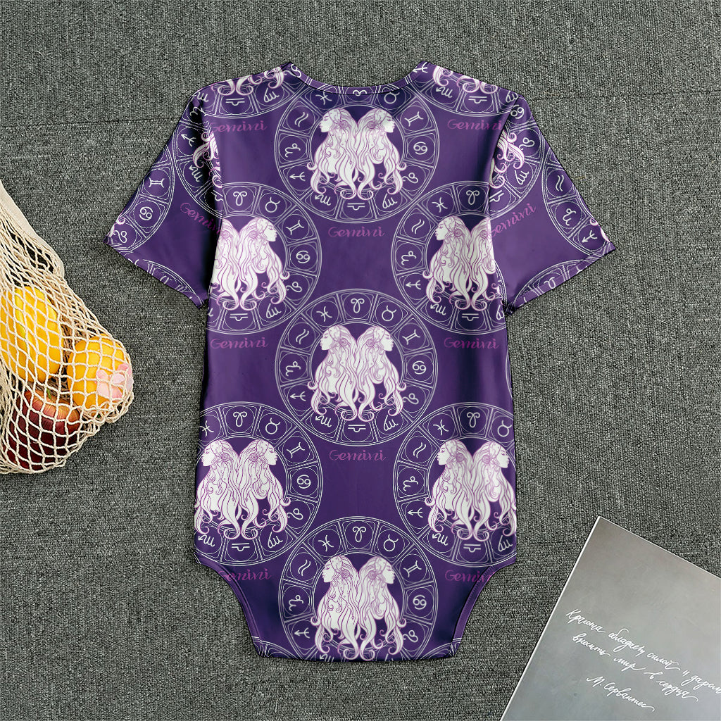 Purple Gemini Zodiac Pattern Print Men's Bodysuit
