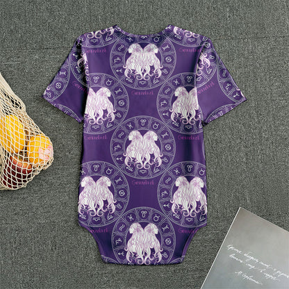 Purple Gemini Zodiac Pattern Print Men's Bodysuit