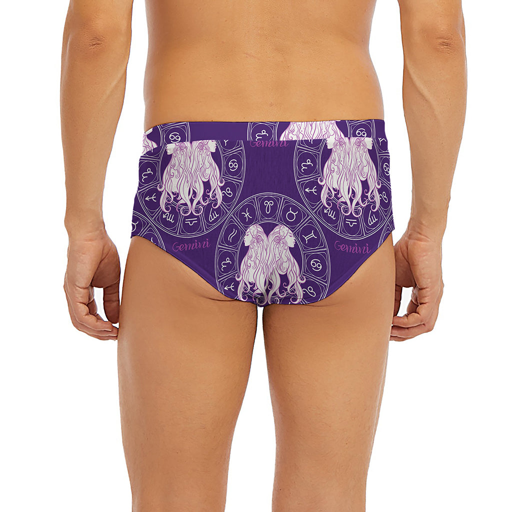 Purple Gemini Zodiac Pattern Print Men's Briefs