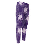 Purple Gemini Zodiac Pattern Print Men's Compression Pants