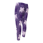 Purple Gemini Zodiac Pattern Print Men's Compression Pants