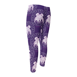 Purple Gemini Zodiac Pattern Print Men's Compression Pants