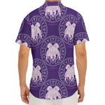 Purple Gemini Zodiac Pattern Print Men's Deep V-Neck Shirt