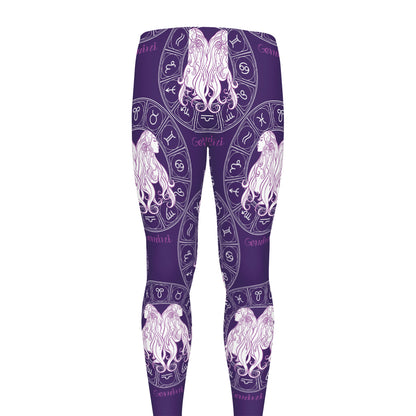 Purple Gemini Zodiac Pattern Print Men's leggings