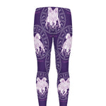 Purple Gemini Zodiac Pattern Print Men's leggings