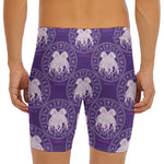 Purple Gemini Zodiac Pattern Print Men's Long Boxer Briefs