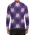 Purple Gemini Zodiac Pattern Print Men's Long Sleeve Rash Guard