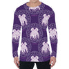 Purple Gemini Zodiac Pattern Print Men's Long Sleeve T-Shirt