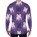 Purple Gemini Zodiac Pattern Print Men's Long Sleeve T-Shirt