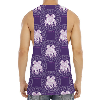 Purple Gemini Zodiac Pattern Print Men's Muscle Tank Top