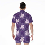 Purple Gemini Zodiac Pattern Print Men's Rompers