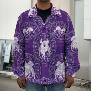 Purple Gemini Zodiac Pattern Print Men's Shirt Jacket