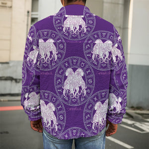 Purple Gemini Zodiac Pattern Print Men's Shirt Jacket