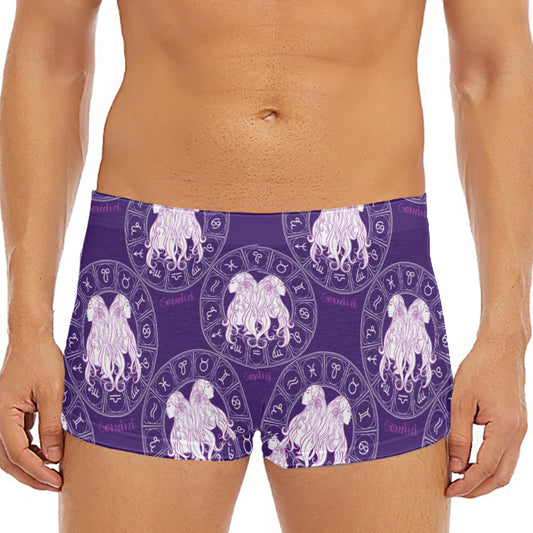 Purple Gemini Zodiac Pattern Print Men's Short Boxer Briefs