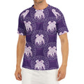Purple Gemini Zodiac Pattern Print Men's Short Sleeve Rash Guard