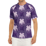 Purple Gemini Zodiac Pattern Print Men's Short Sleeve Rash Guard