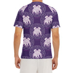 Purple Gemini Zodiac Pattern Print Men's Short Sleeve Rash Guard