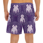 Purple Gemini Zodiac Pattern Print Men's Split Running Shorts