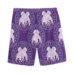 Purple Gemini Zodiac Pattern Print Men's Sports Shorts