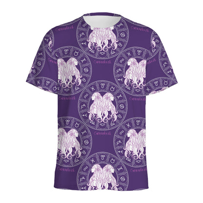 Purple Gemini Zodiac Pattern Print Men's Sports T-Shirt