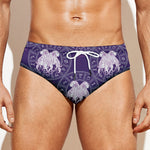 Purple Gemini Zodiac Pattern Print Men's Swim Briefs