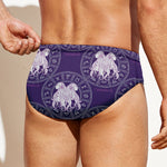 Purple Gemini Zodiac Pattern Print Men's Swim Briefs