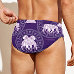 Purple Gemini Zodiac Pattern Print Men's Swim Briefs