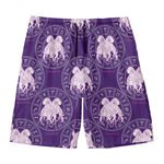 Purple Gemini Zodiac Pattern Print Men's Swim Trunks