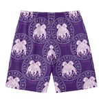 Purple Gemini Zodiac Pattern Print Men's Swim Trunks
