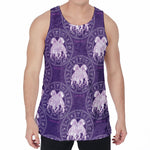 Purple Gemini Zodiac Pattern Print Men's Velvet Tank Top