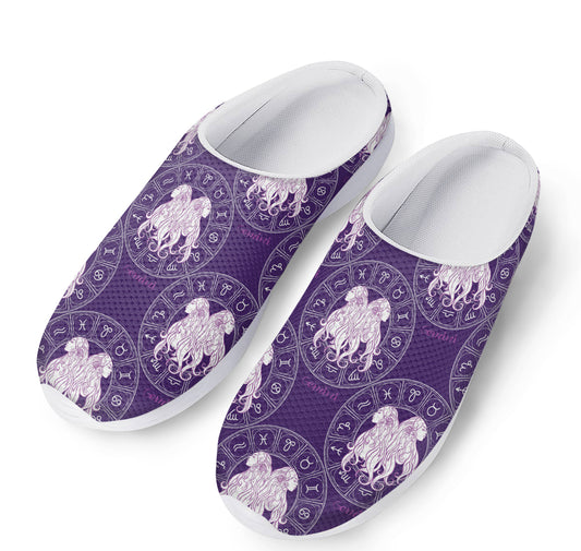 Purple Gemini Zodiac Pattern Print Mesh Casual Shoes