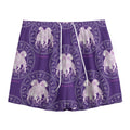 Purple Gemini Zodiac Pattern Print Mesh Shorts