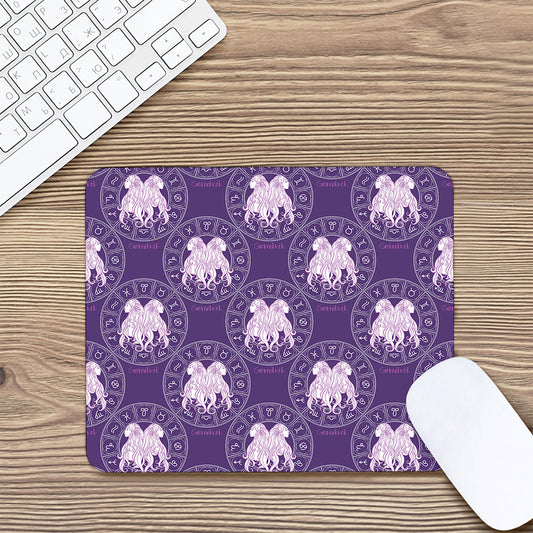 Purple Gemini Zodiac Pattern Print Mouse Pad