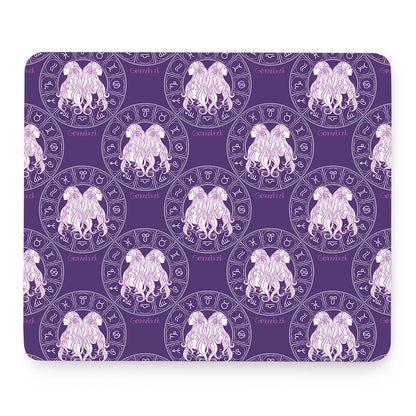 Purple Gemini Zodiac Pattern Print Mouse Pad