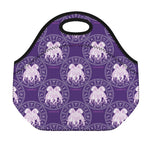 Purple Gemini Zodiac Pattern Print Neoprene Lunch Bag