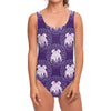 Purple Gemini Zodiac Pattern Print One Piece Swimsuit