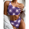 Purple Gemini Zodiac Pattern Print One Shoulder Bikini Top