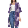 Purple Gemini Zodiac Pattern Print Open Front Beach Cover Up