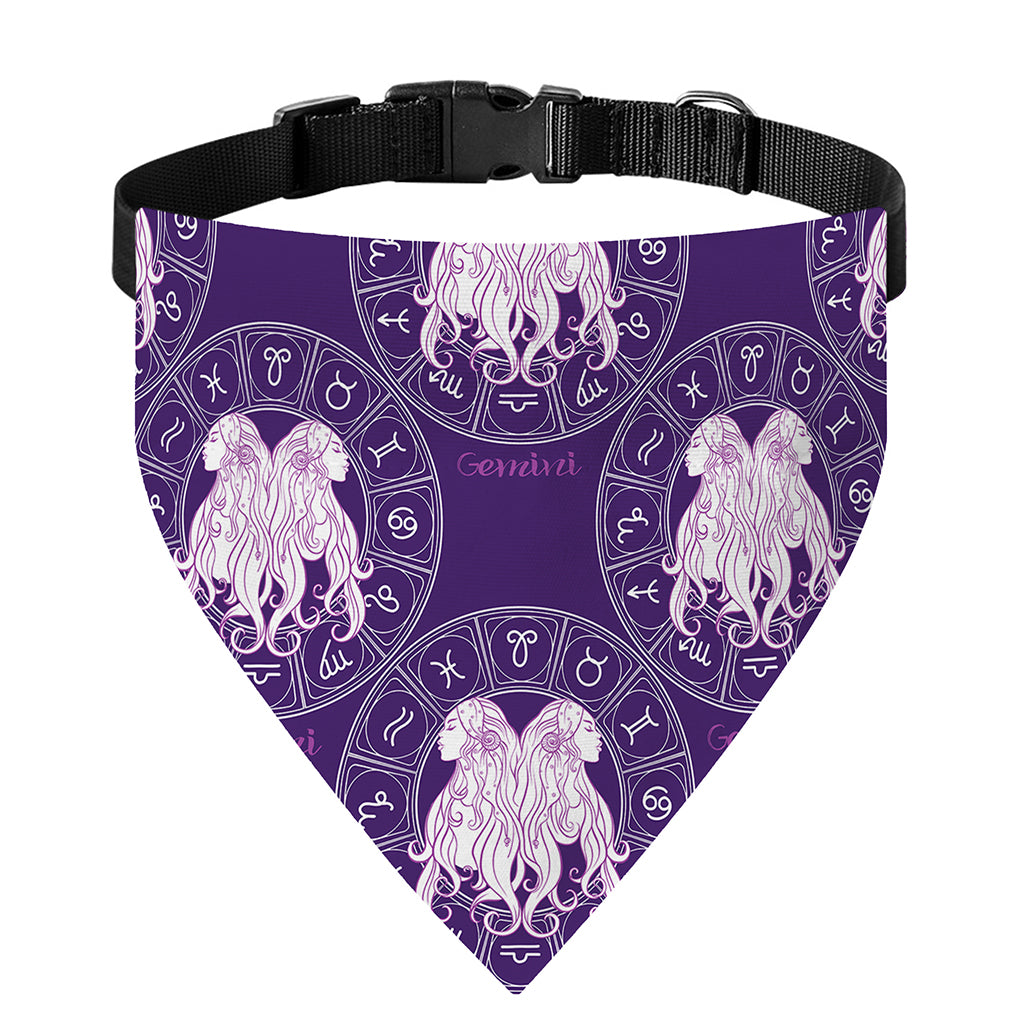 Purple Gemini Zodiac Pattern Print Over The Collar Dog Bandana