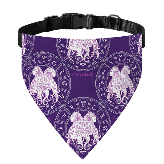 Purple Gemini Zodiac Pattern Print Over The Collar Dog Bandana