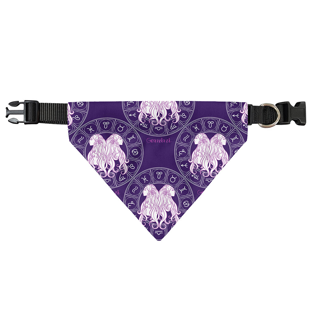 Purple Gemini Zodiac Pattern Print Over The Collar Dog Bandana