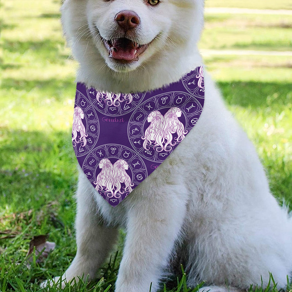 Purple Gemini Zodiac Pattern Print Over The Collar Dog Bandana