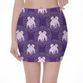 Purple Gemini Zodiac Pattern Print Pencil Mini Skirt