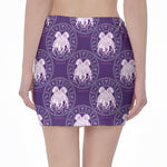 Purple Gemini Zodiac Pattern Print Pencil Mini Skirt