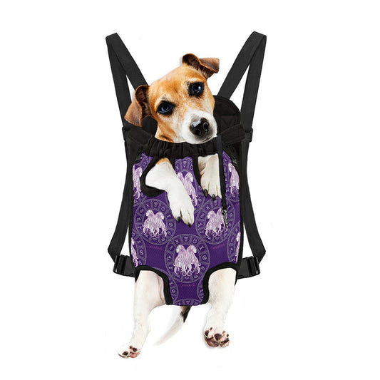 Purple Gemini Zodiac Pattern Print Pet Carrier Backpack