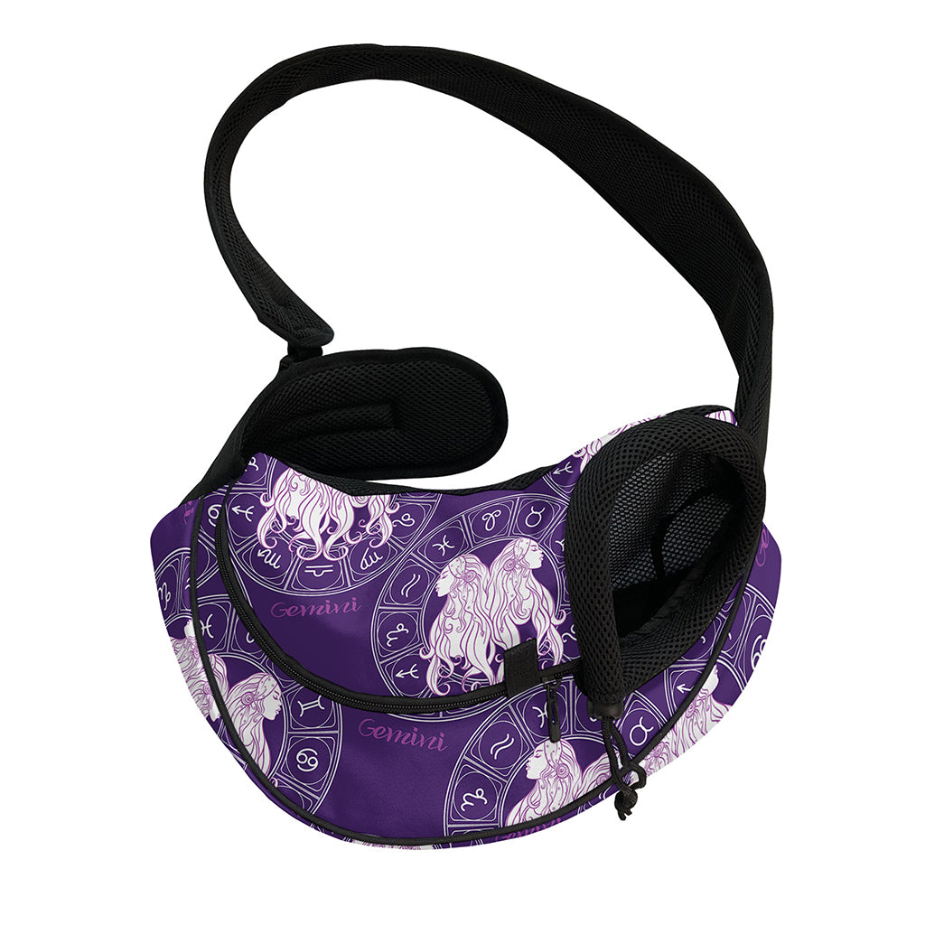 Purple Gemini Zodiac Pattern Print Pet Sling Carrier