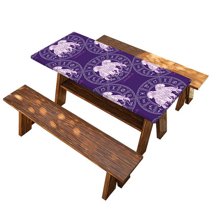 Purple Gemini Zodiac Pattern Print Picnic Table Cover