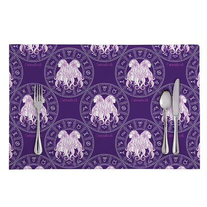 Purple Gemini Zodiac Pattern Print Placemat