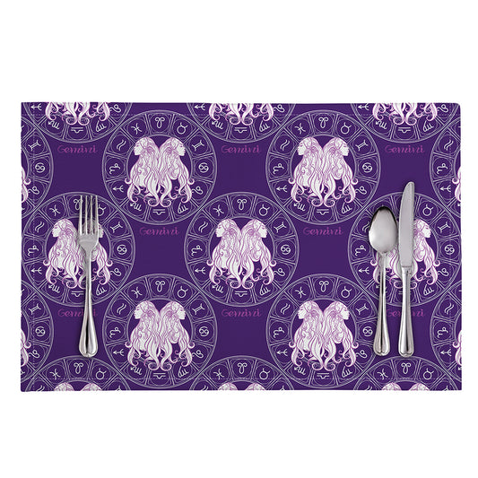 Purple Gemini Zodiac Pattern Print Placemat