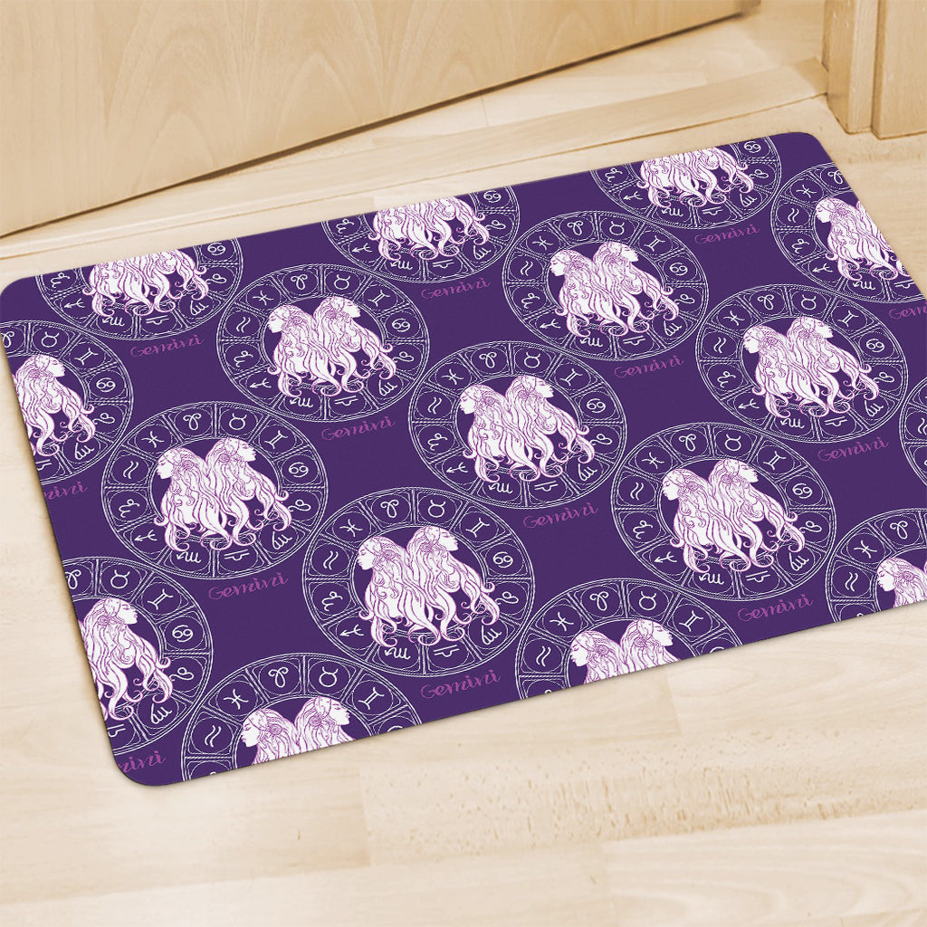 Purple Gemini Zodiac Pattern Print Polyester Doormat